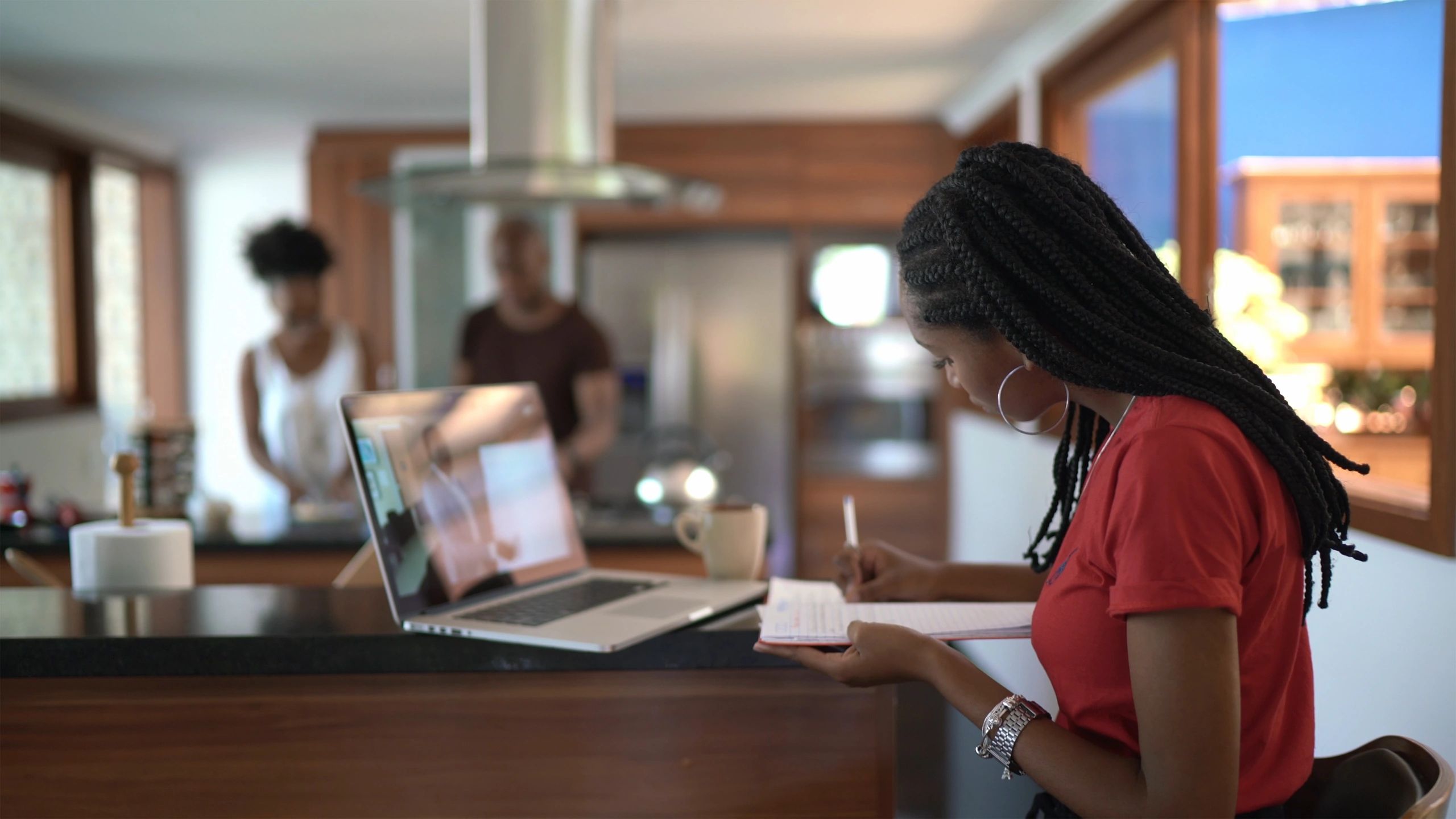 Student using a laptop for online learning