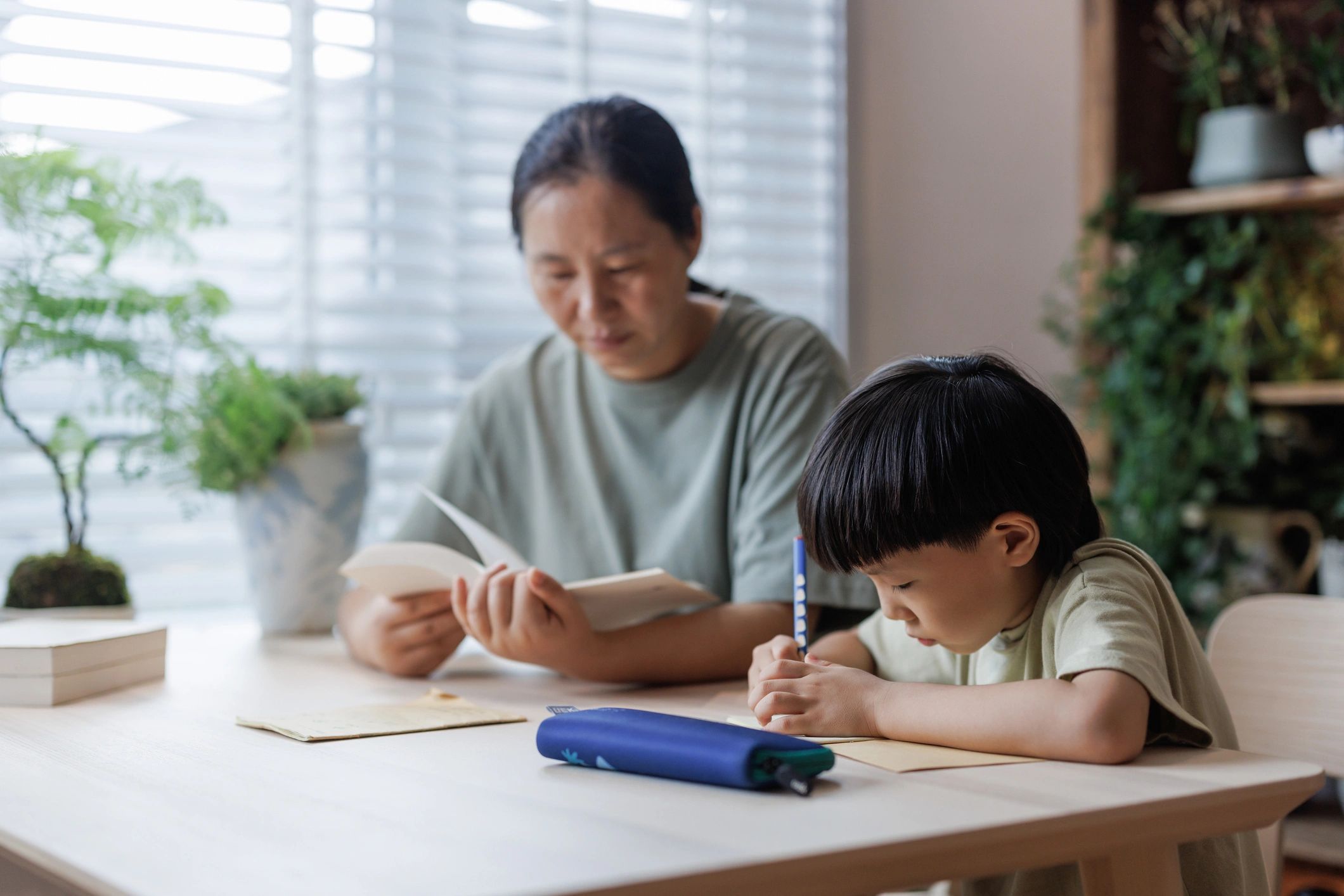Tutor helping a student with math homework